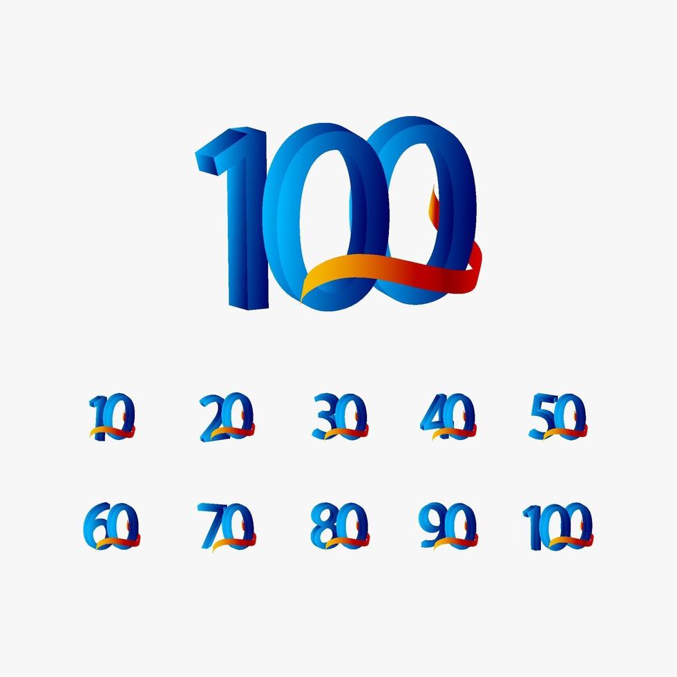 100 Years Anniversary Celebration Number Blue Vector Template Design Illustration