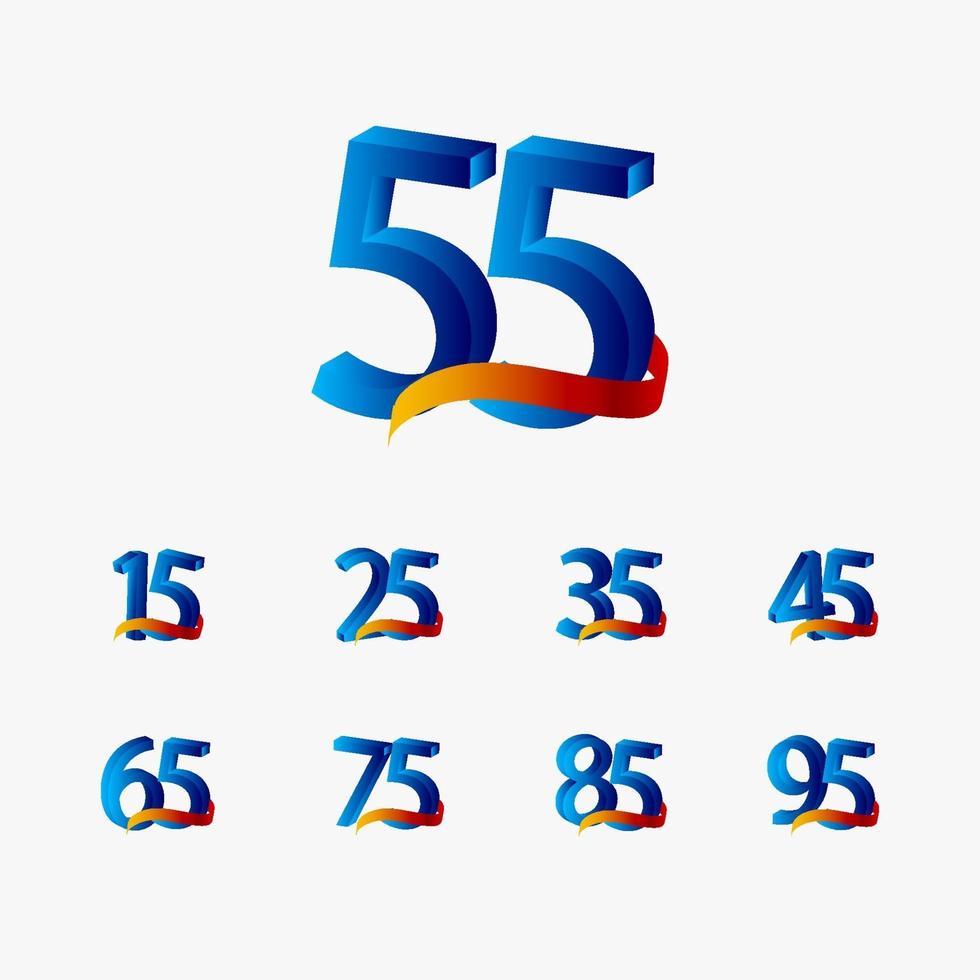 55 Years Anniversary Celebration Number Blue Vector Template Design Illustration