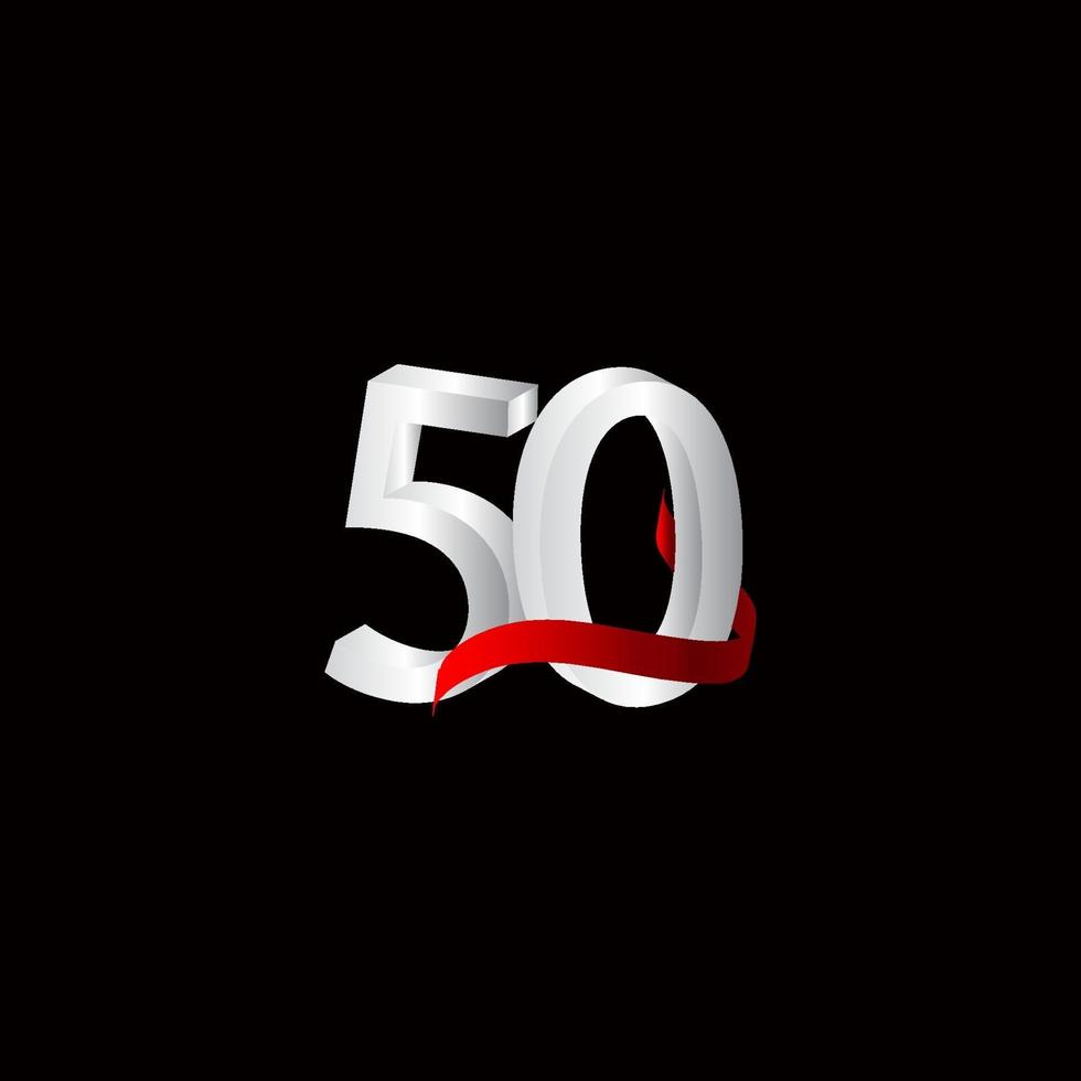 50 Years Anniversary Celebration Number Black and White Vector Template Design Illustration