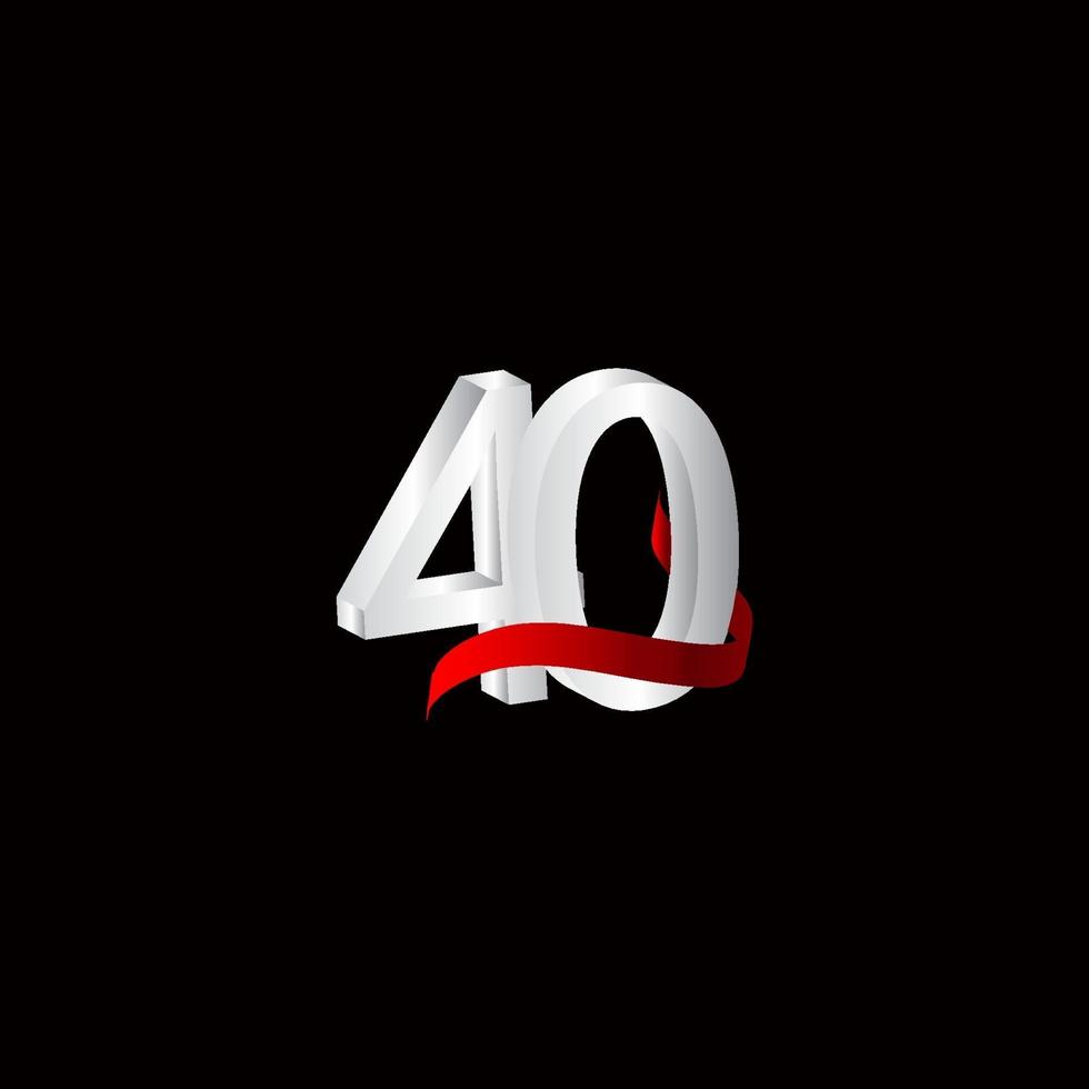 40 Years Anniversary Celebration Number Black and White Vector Template Design Illustration