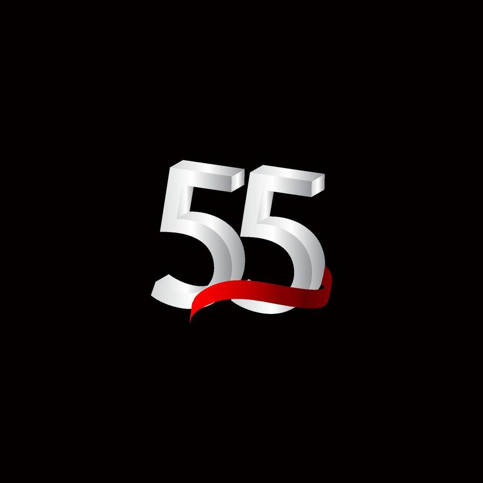 55 Years Anniversary Celebration Number Black and White Vector Template Design Illustration