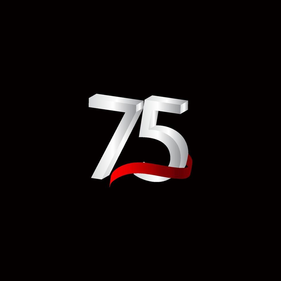 75 Years Anniversary Celebration Number Black and White Vector Template Design Illustration