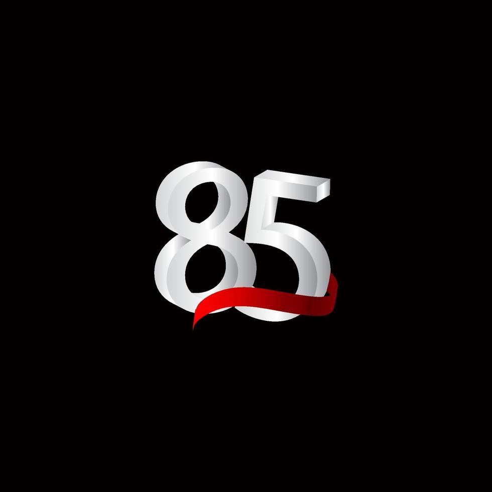 85 Years Anniversary Celebration Number Black and White Vector Template Design Illustration