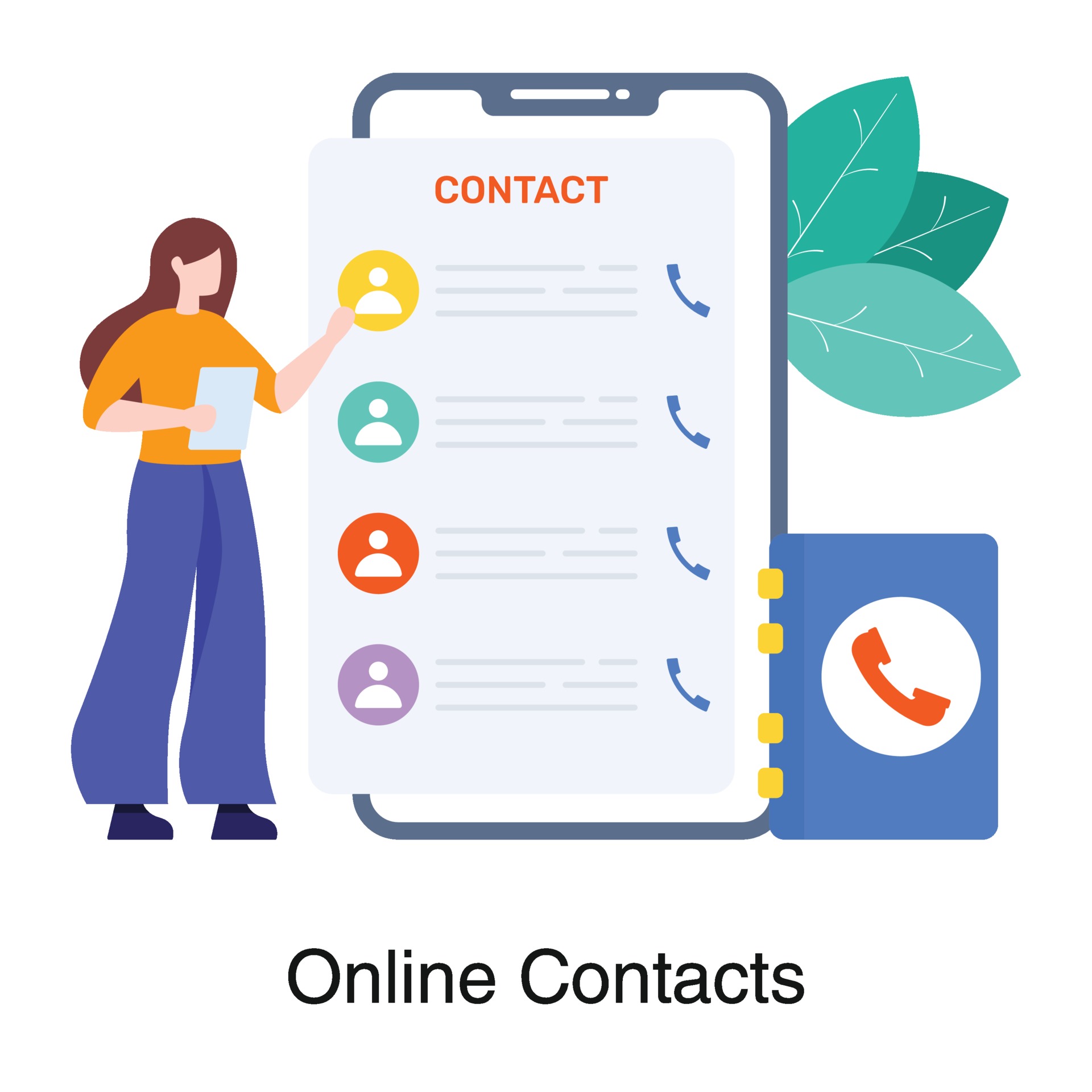 Online Contacts List Concept 2107822 Vector Art at Vecteezy