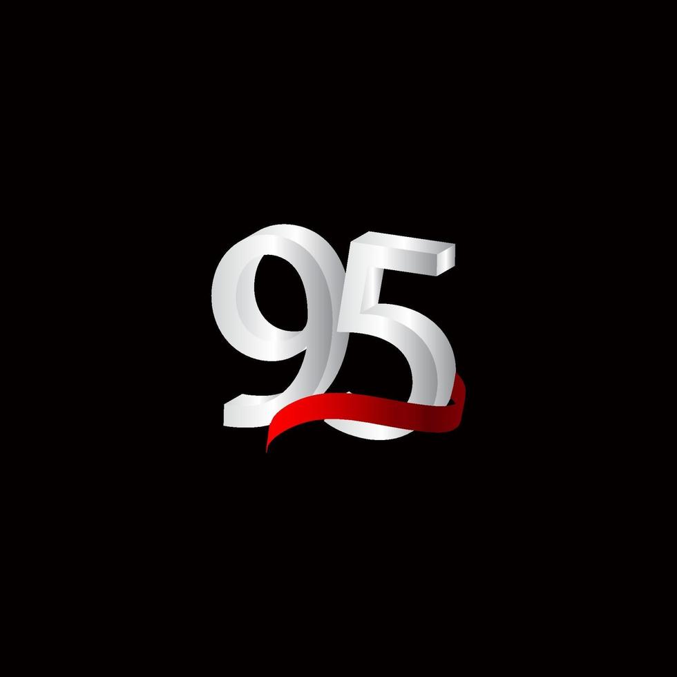 Ilustración de diseño de plantilla de vector blanco y negro número de celebración de aniversario de 95 años