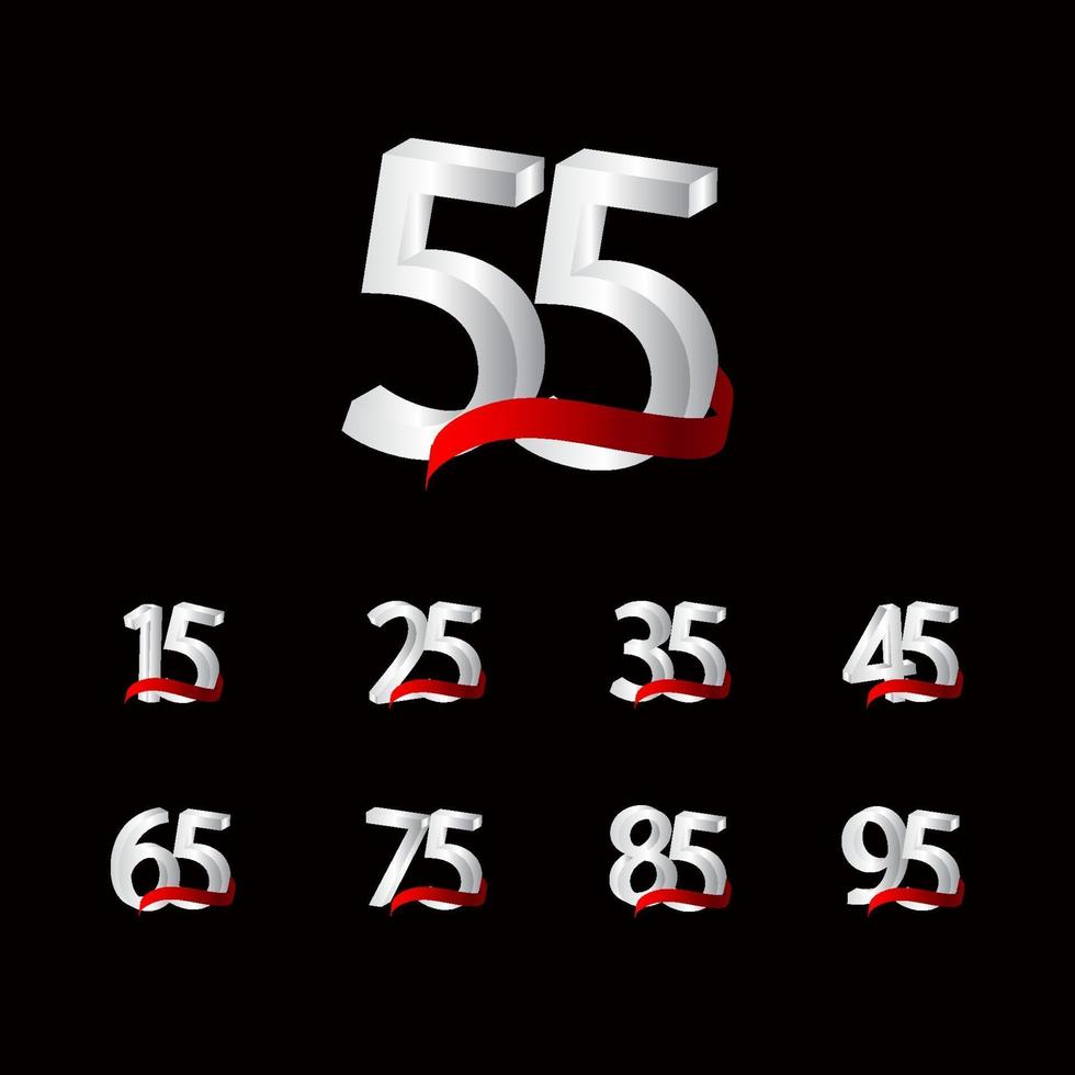 55 Years Anniversary Celebration Number Black and White Vector Template Design Illustration