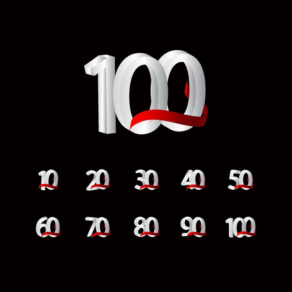 Ilustración de diseño de plantilla de vector blanco y negro de celebración de aniversario de 100 años