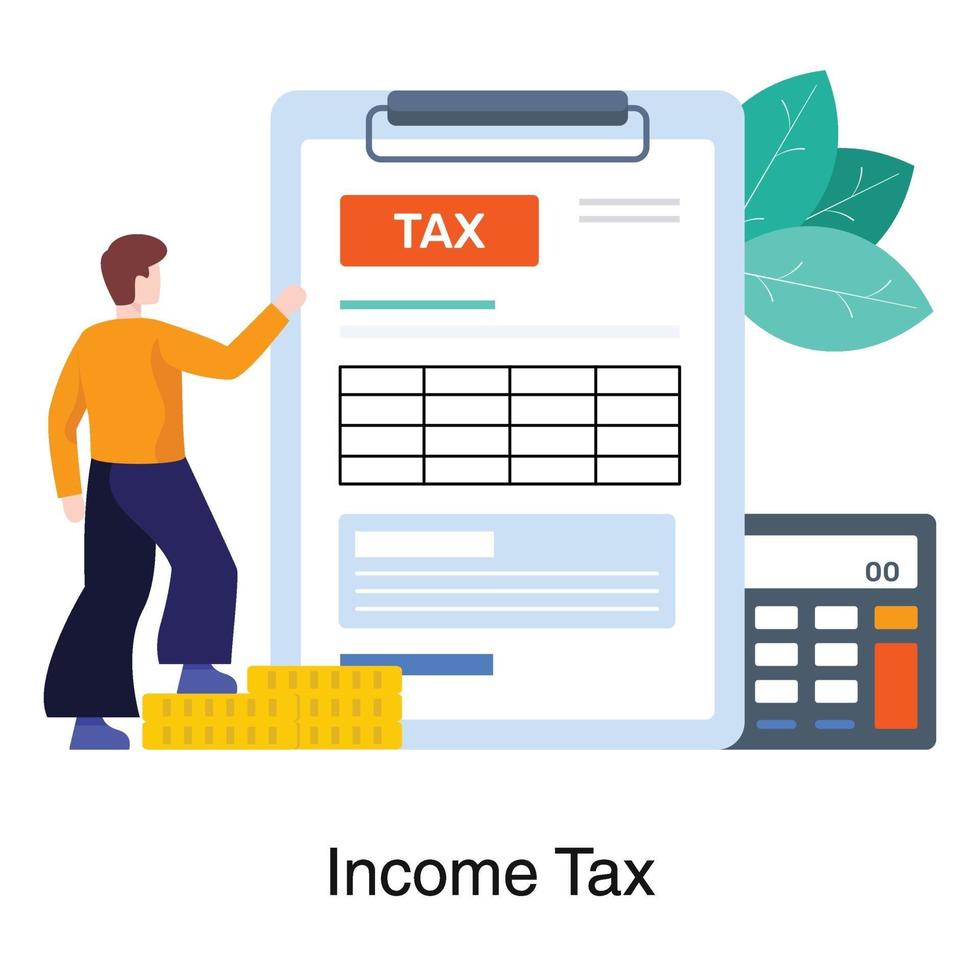 Income Tax Calculation Concept vector