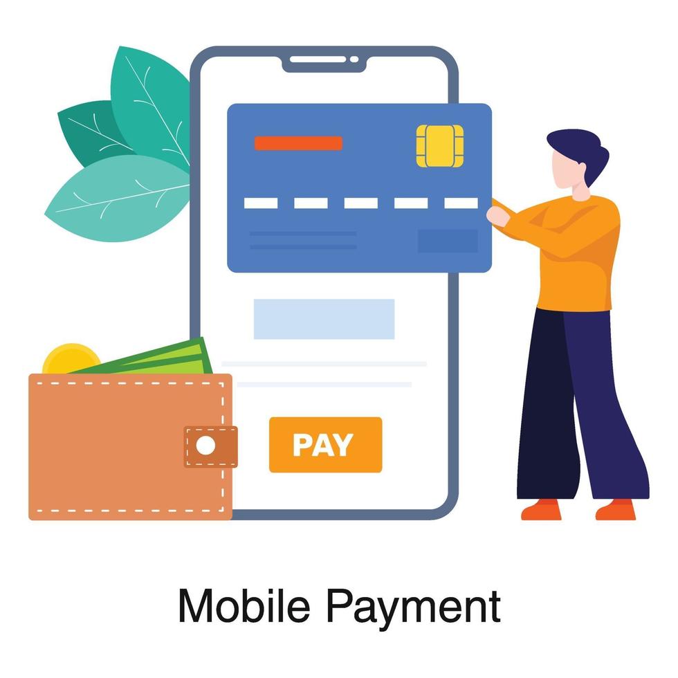 concepto de banca y pago móvil vector