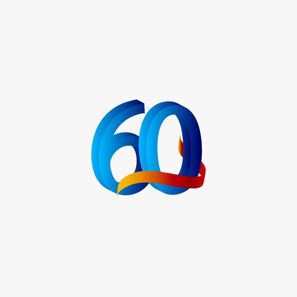 60 Years Anniversary Celebration Number Blue Vector Template Design Illustration