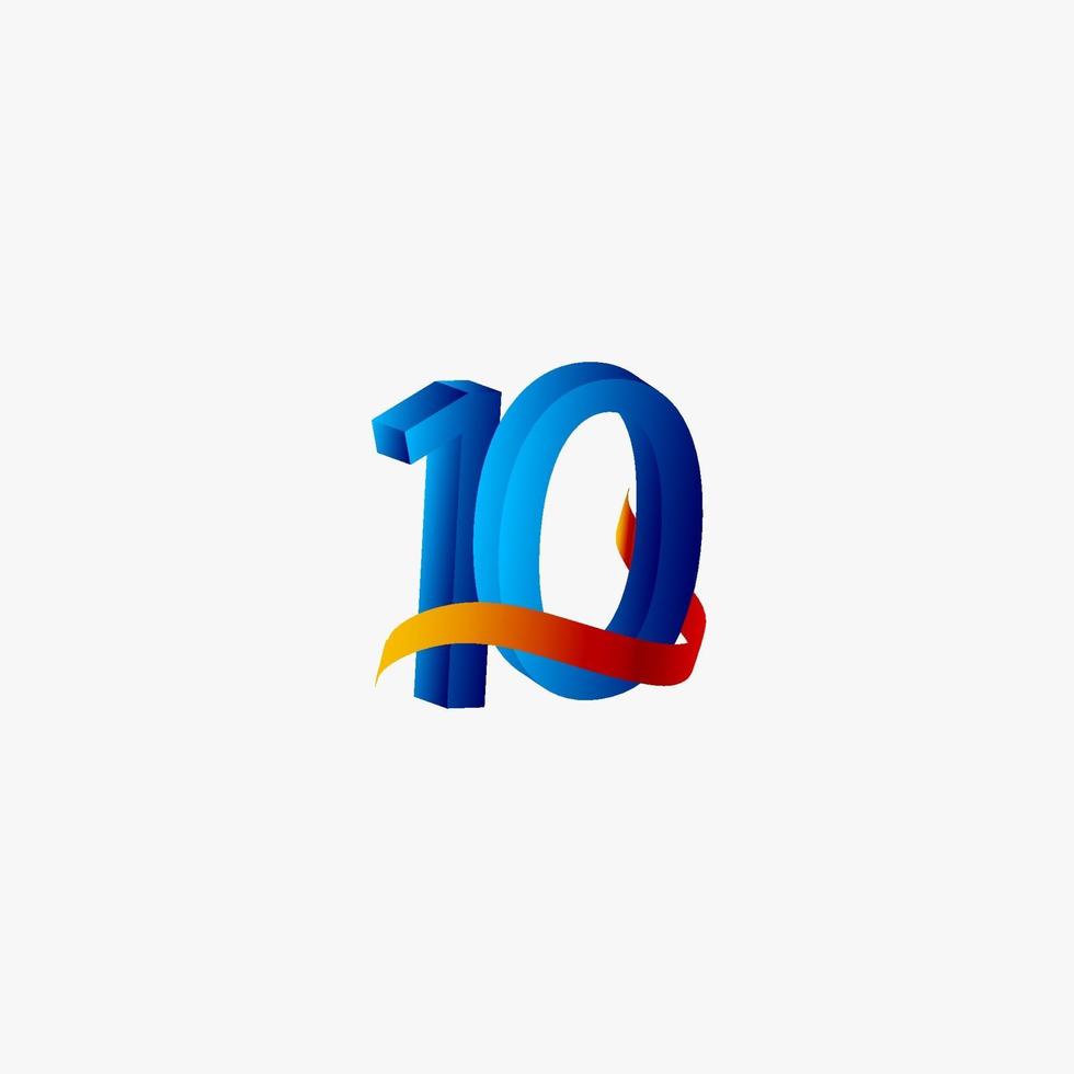 10 Years Anniversary Celebration Number Blue Vector Template Design Illustration