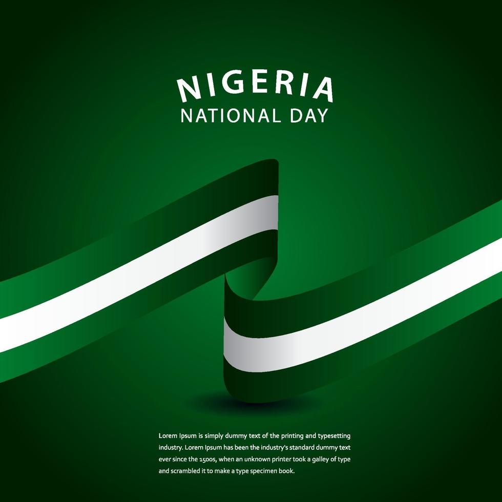 Feliz celebración del día nacional de Nigeria ilustración de diseño de plantilla de vector