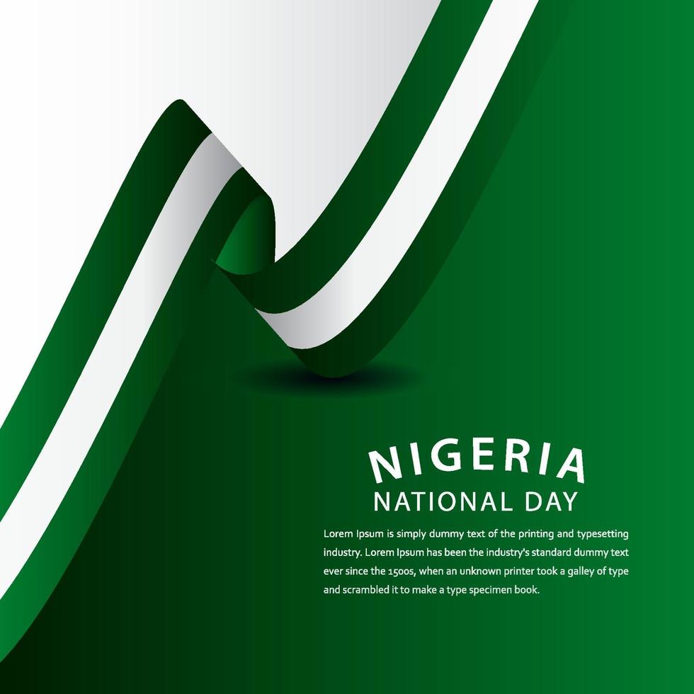 Feliz celebración del día nacional de Nigeria ilustración de diseño de plantilla de vector