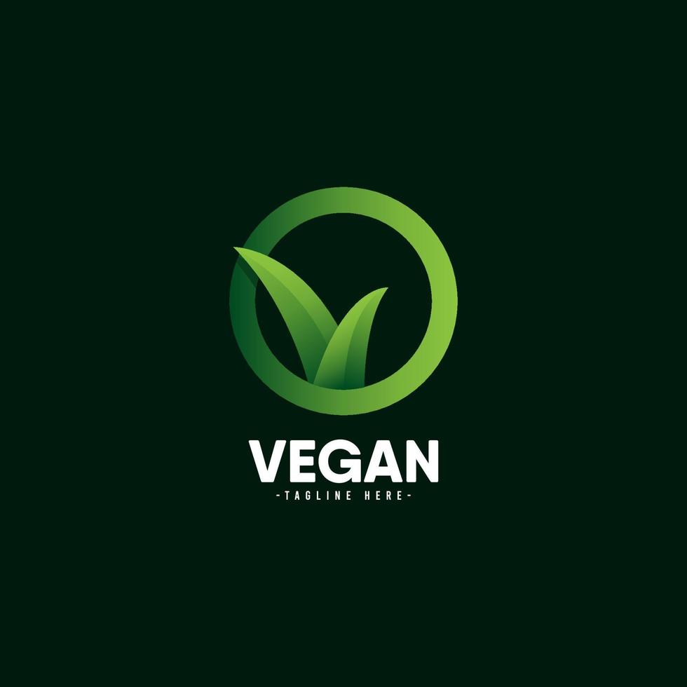 Ilustración de diseño de plantilla de vector de icono de logotipo vegano