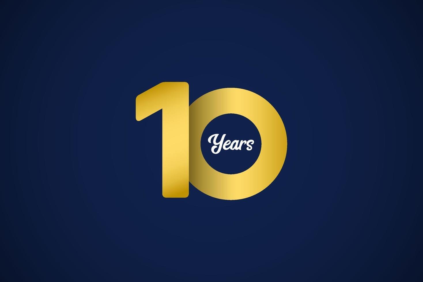 10 Years Anniversary Celebration Gold Vector Template Design Illustration