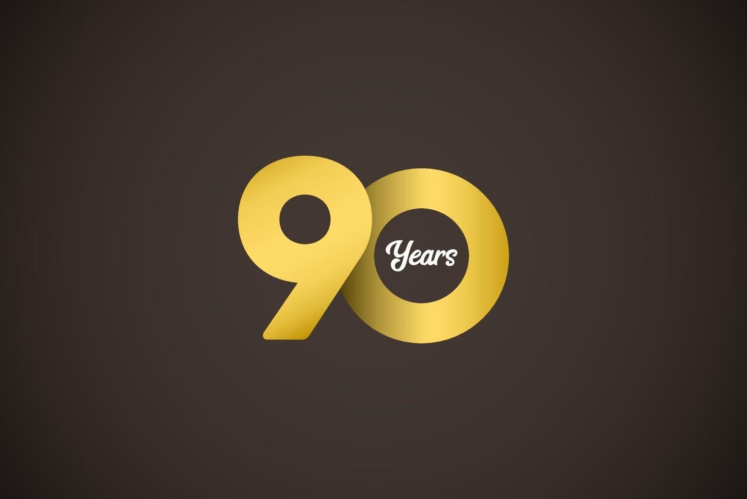 90 Years Anniversary Celebration Gold Vector Template Design Illustration