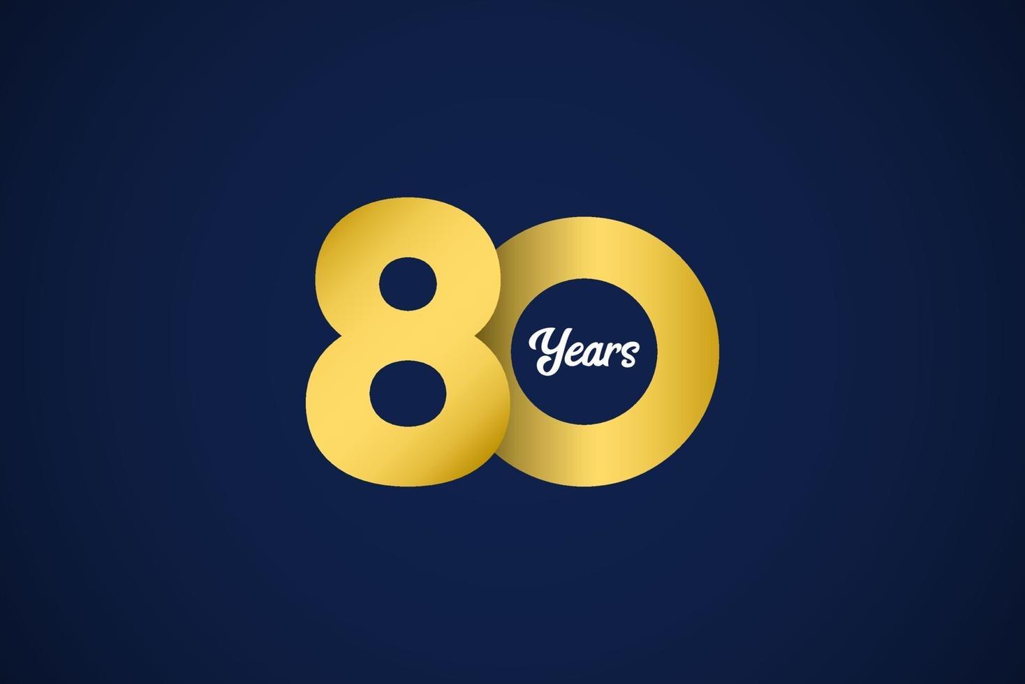 80 Years Anniversary Celebration Gold Vector Template Design Illustration