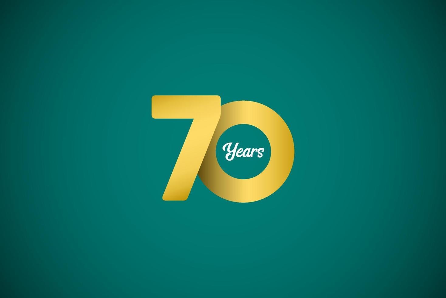 Ilustración de diseño de plantilla de vector de oro de celebración de aniversario de 70 años