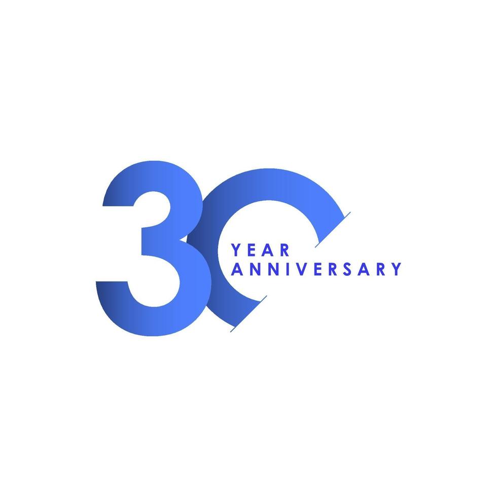 30 Years Anniversary Celebration Blue Gradient Vector Template Design Illustration