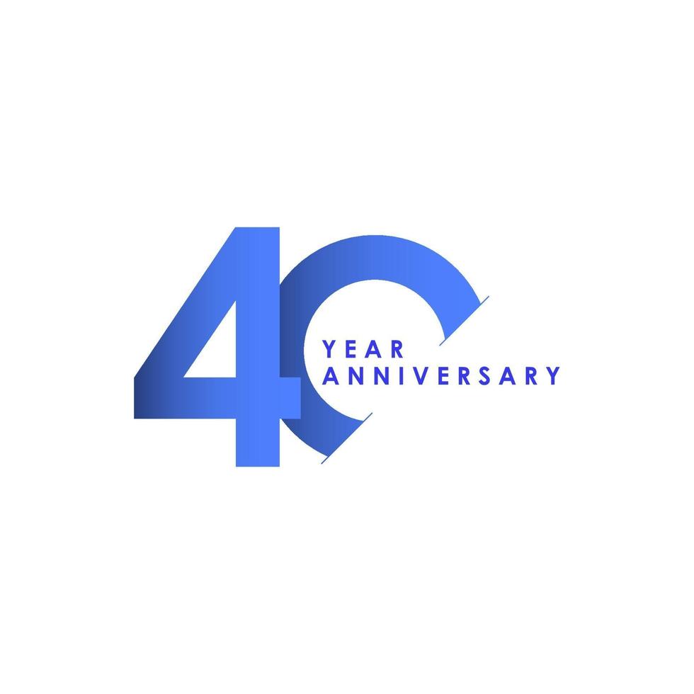 40 Years Anniversary Celebration Blue Gradient Vector Template Design Illustration