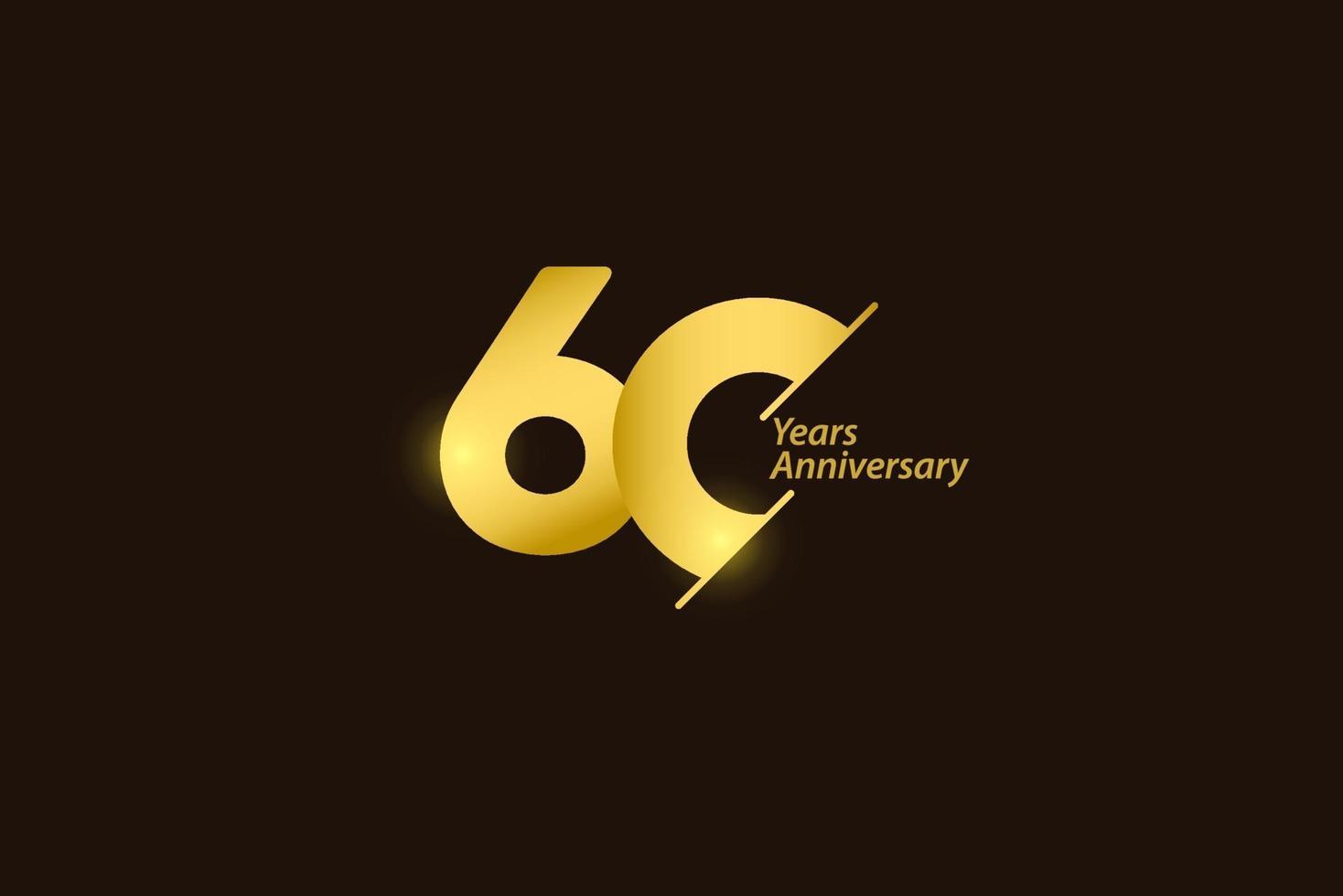 60 Years Anniversary Celebration Gold Logo Vector Template Design Illustration