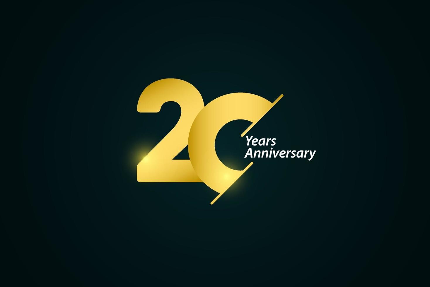 Ilustración de diseño de plantilla de vector de logotipo de oro de celebración de aniversario de 20 años