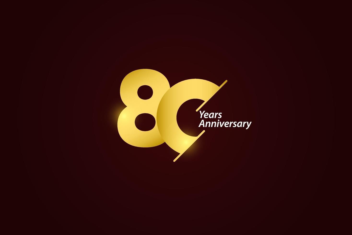 Ilustración de diseño de plantilla de vector de logotipo de oro de celebración de aniversario de 80 años