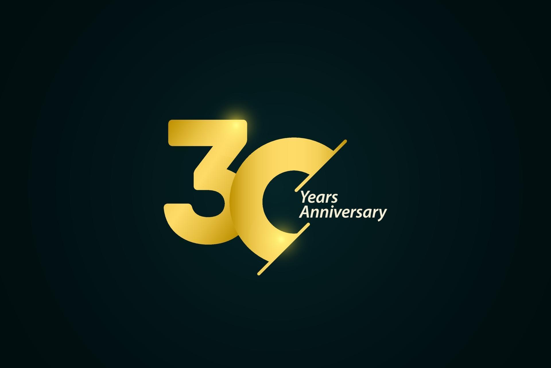 30 Years Anniversary Celebration Gold Logo Vector Template Design