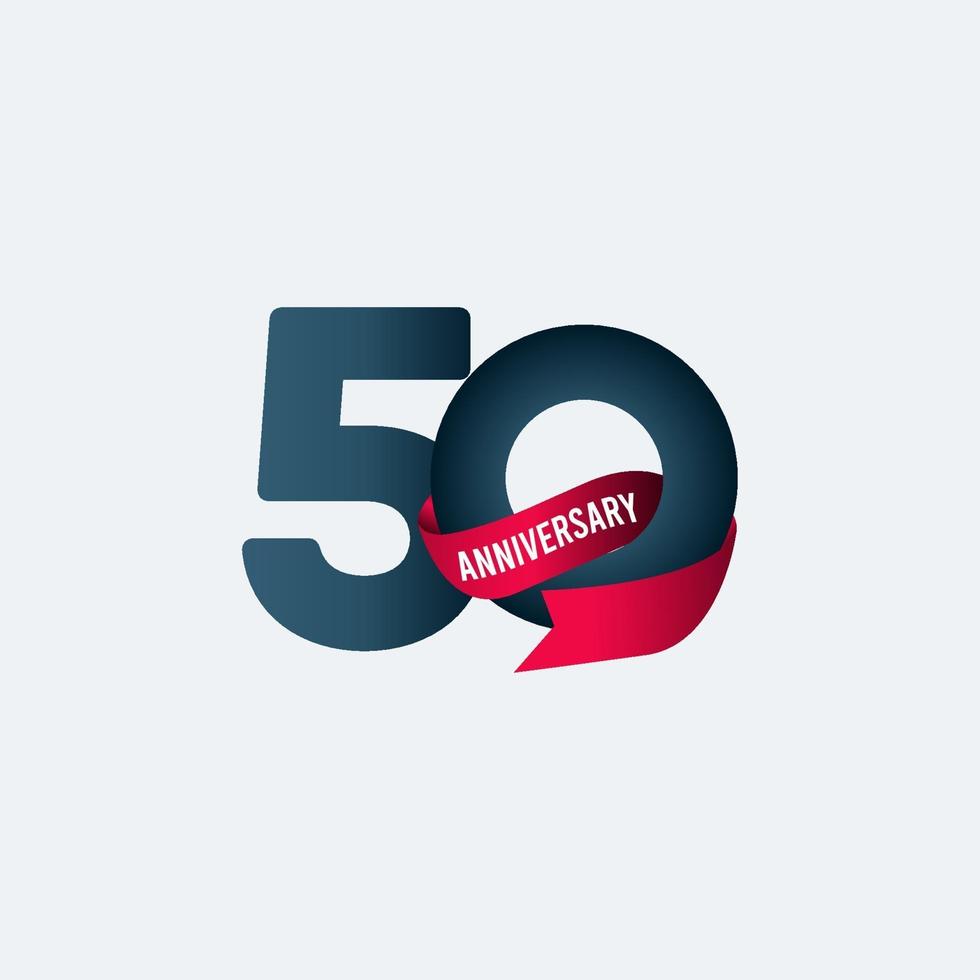 50 Years Anniversary Celebration Ribbon Gradient Vector Template Design Illustration
