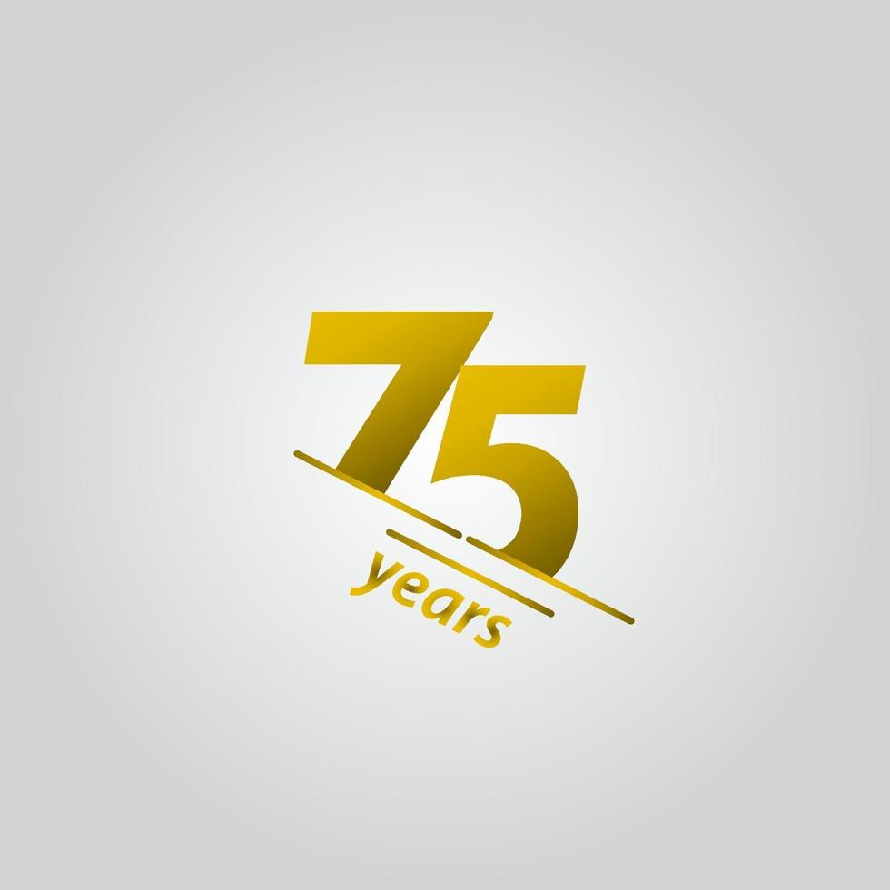 75 Years Anniversary Celebration Gold Line Vector Template Design Illustration