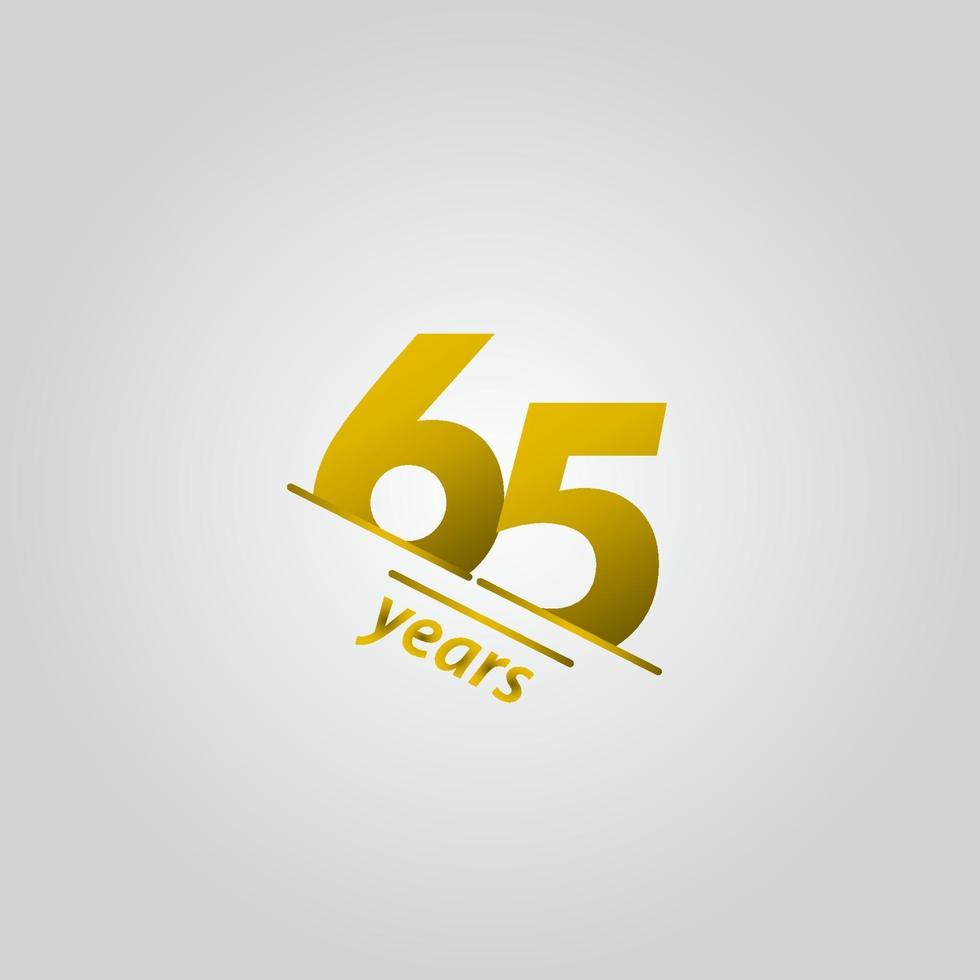 65 Years Anniversary Celebration Gold Line Vector Template Design Illustration