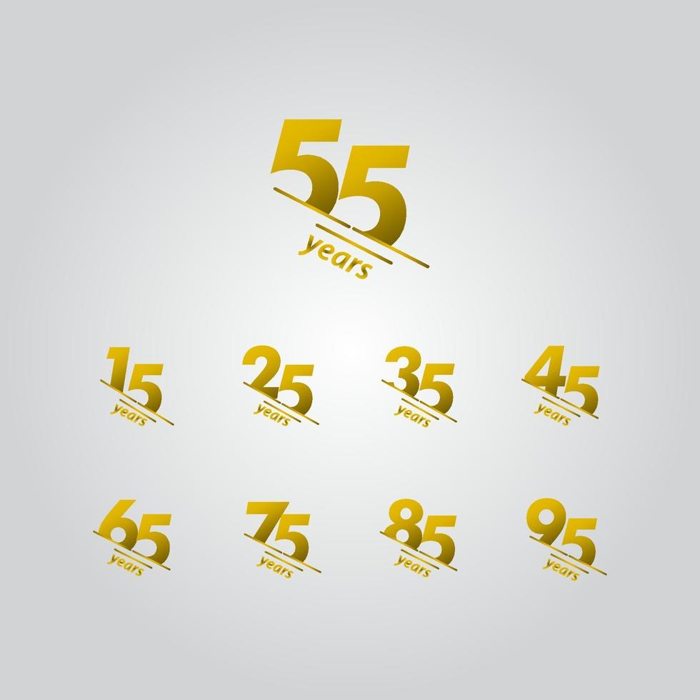 55 Years Anniversary Celebration Gold Line Vector Template Design Illustration