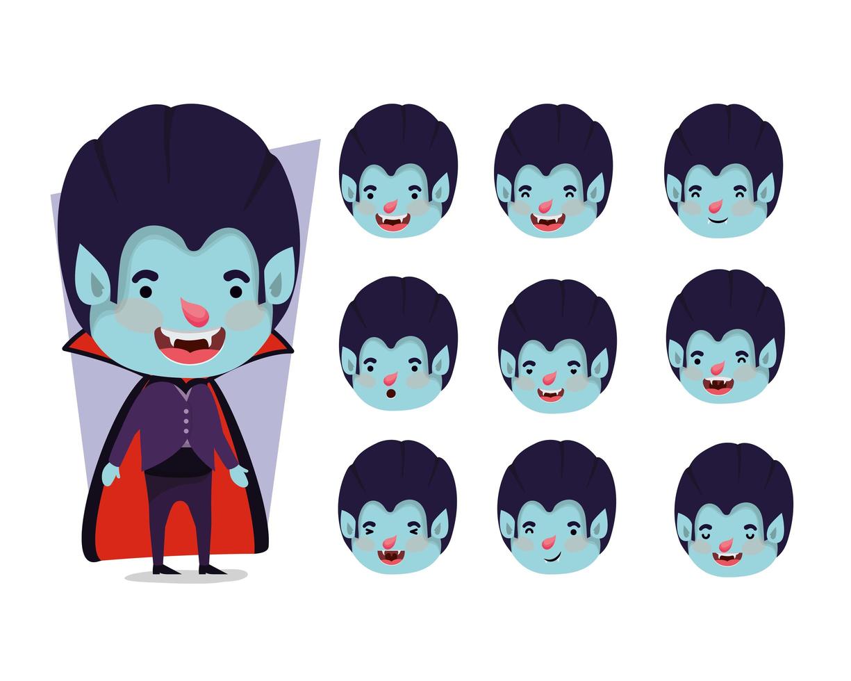 little boy in a vampire costume set vector