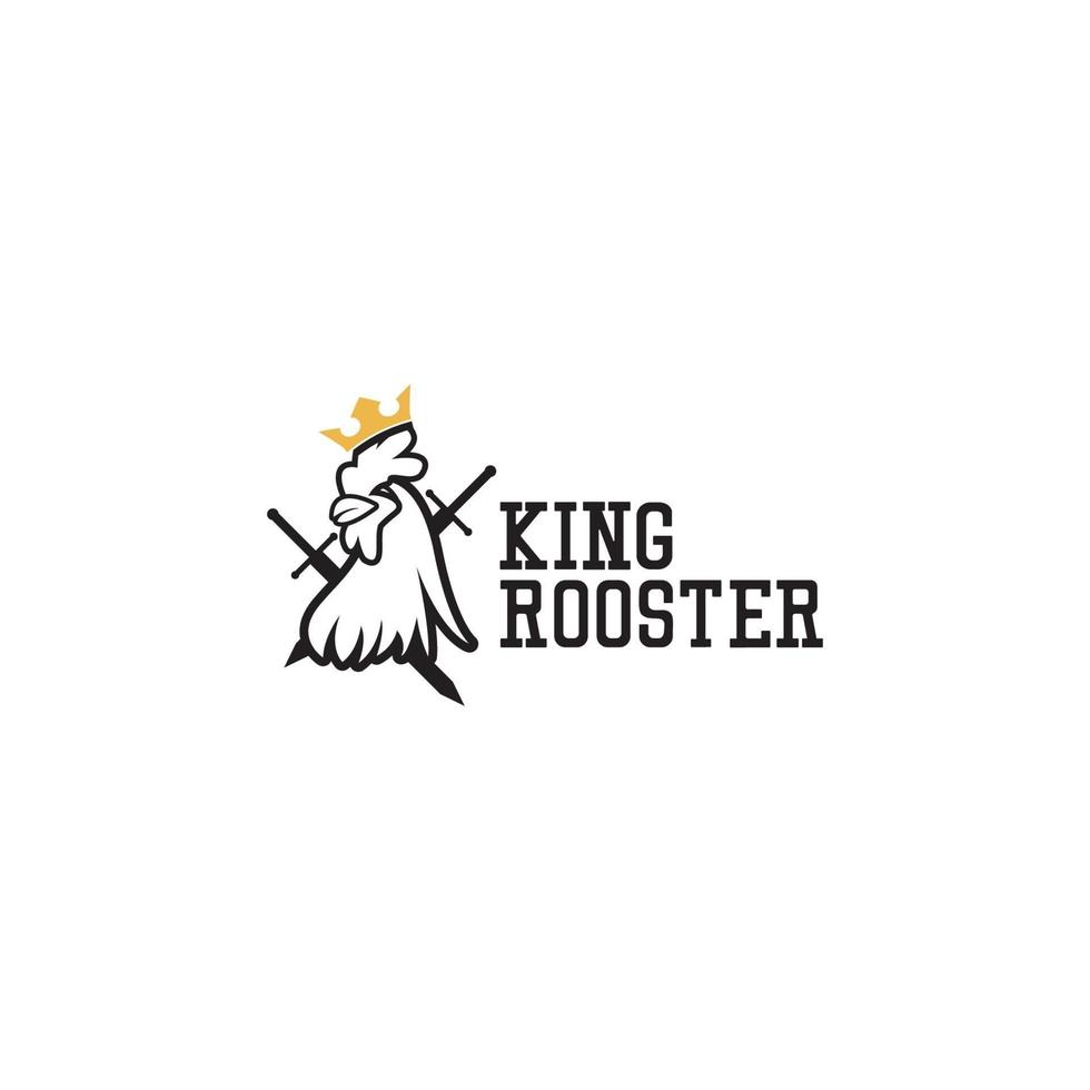 King Rooster Logo Icon Flat Vector Template Design Illustration