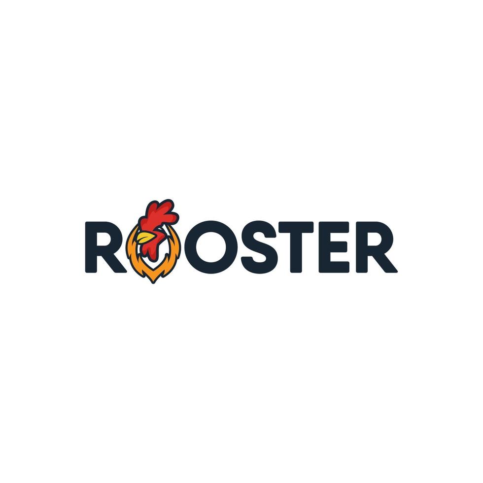 Rooster Logo Icon Flat Vector Template Design Illustration