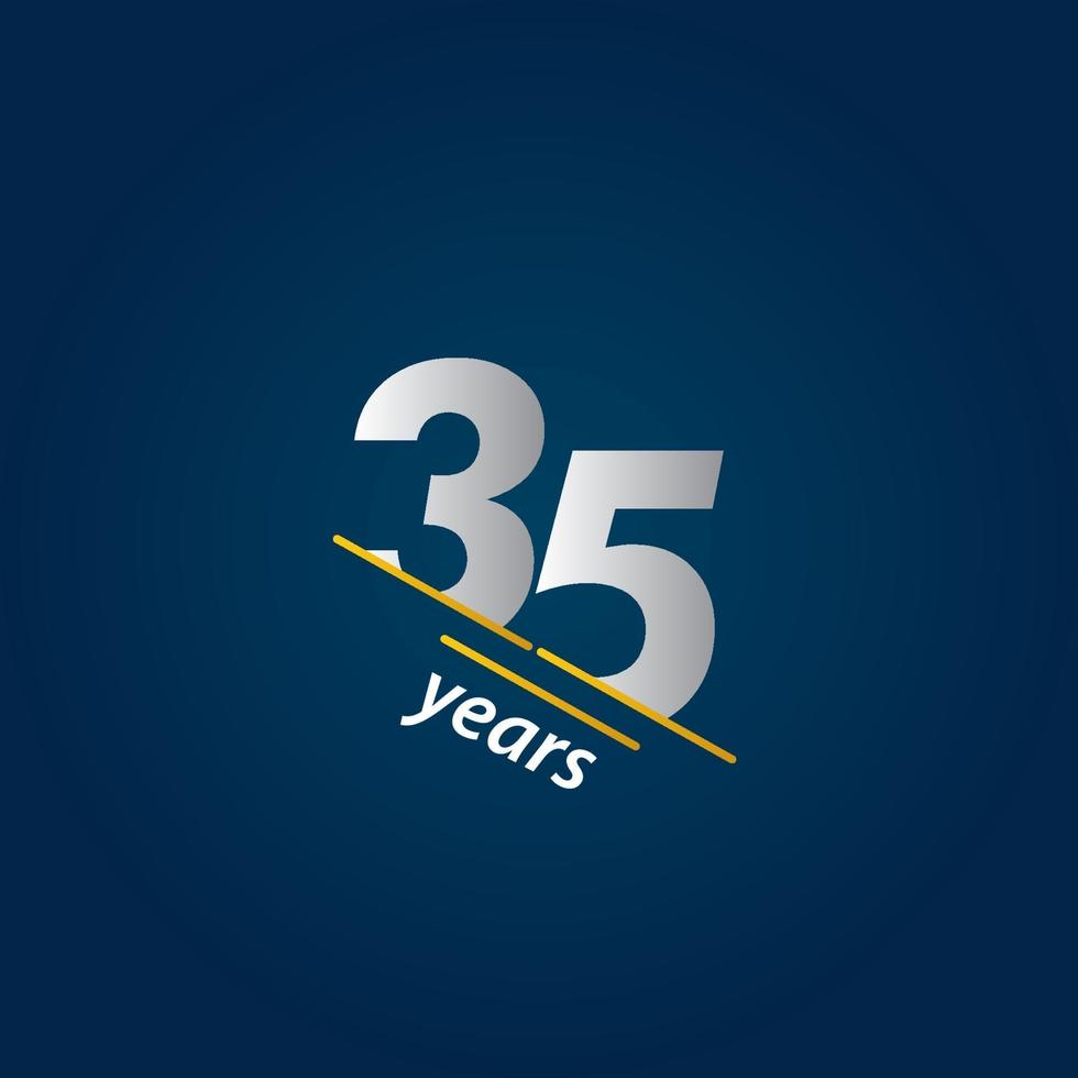35 Years Anniversary Celebration Blue and White Vector Template Design Illustration