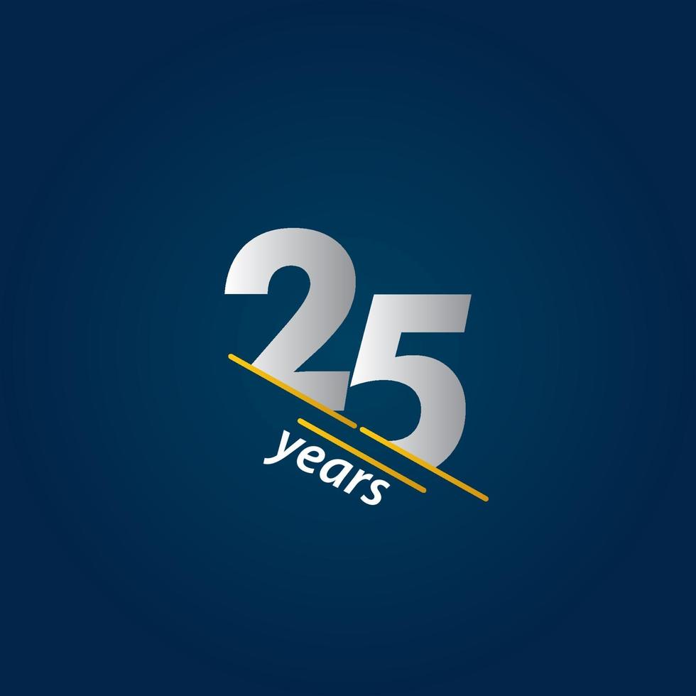 Ilustración de diseño de plantilla de vector azul y blanco de celebración de aniversario de 25 años