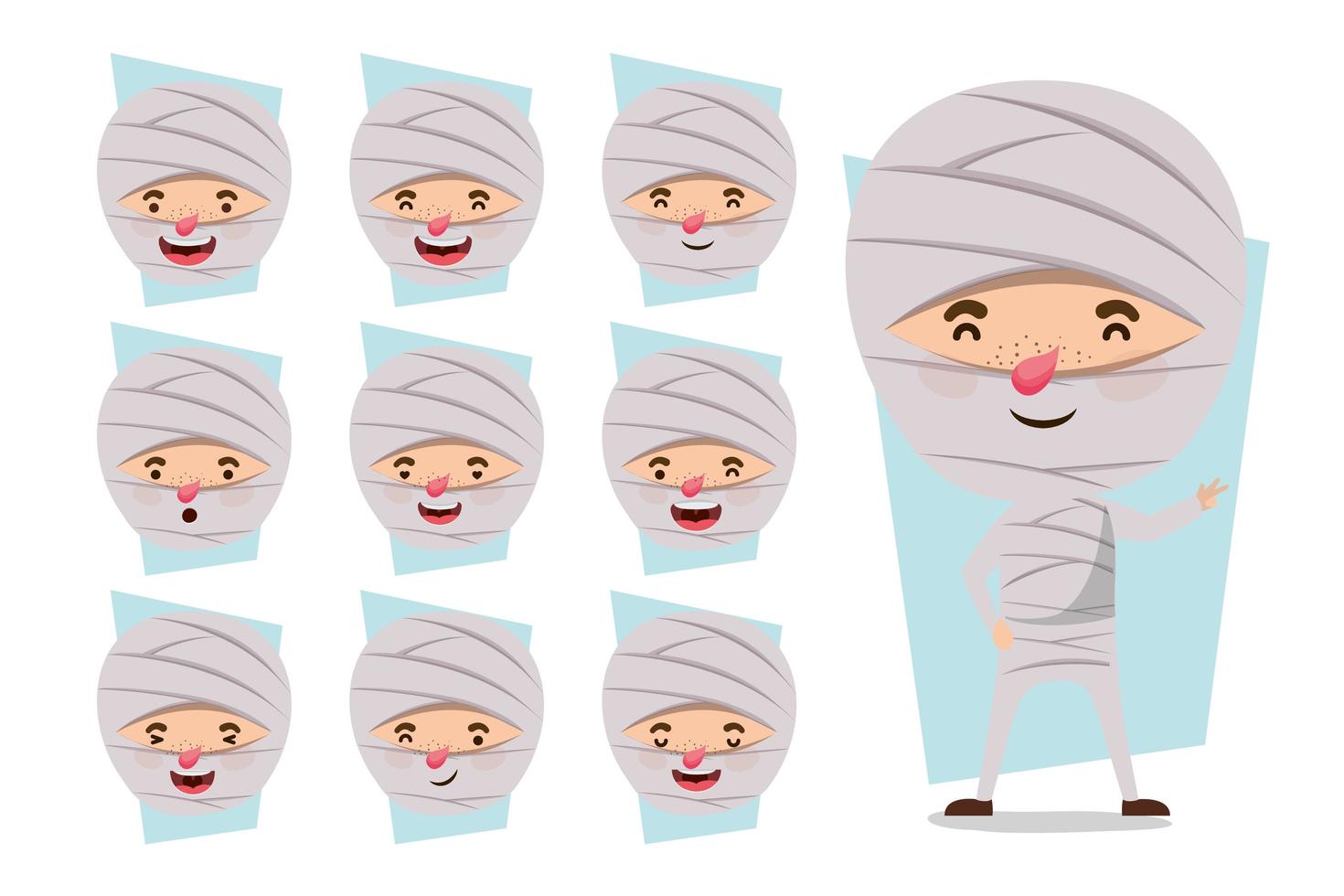 little boy in a mummy costume set vector