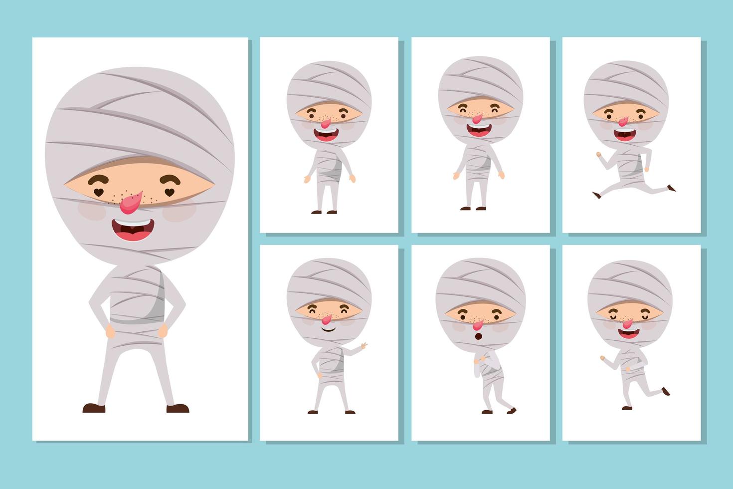 little boy in a mummy costume set vector