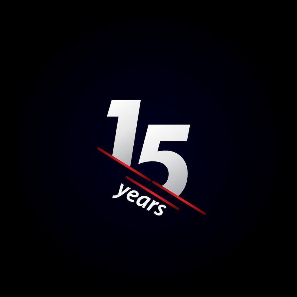 15 Years Anniversary Celebration Black and White Vector Template Design Illustration