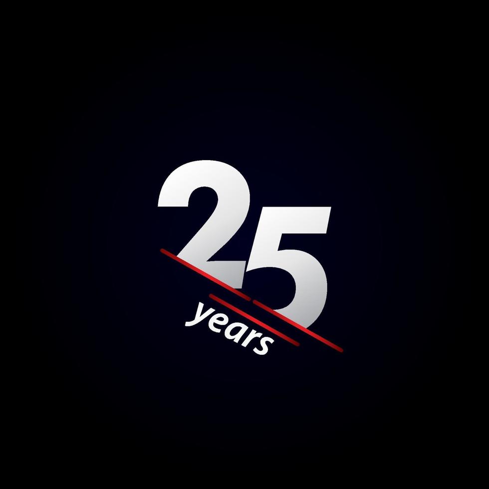 Ilustración de diseño de plantilla de vector blanco y negro de celebración de aniversario de 25 años
