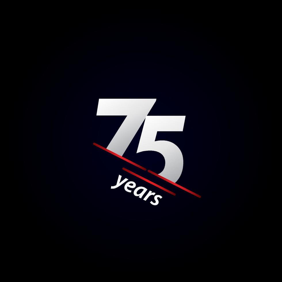 75 Years Anniversary Celebration Black and White Vector Template Design Illustration