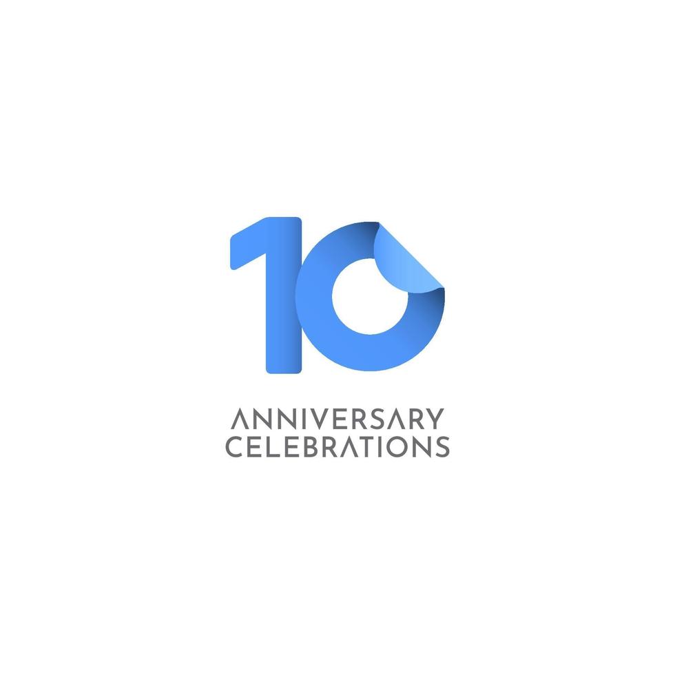 Ilustración de diseño de plantilla de icono de logotipo de vector de celebración de aniversario de 10 años