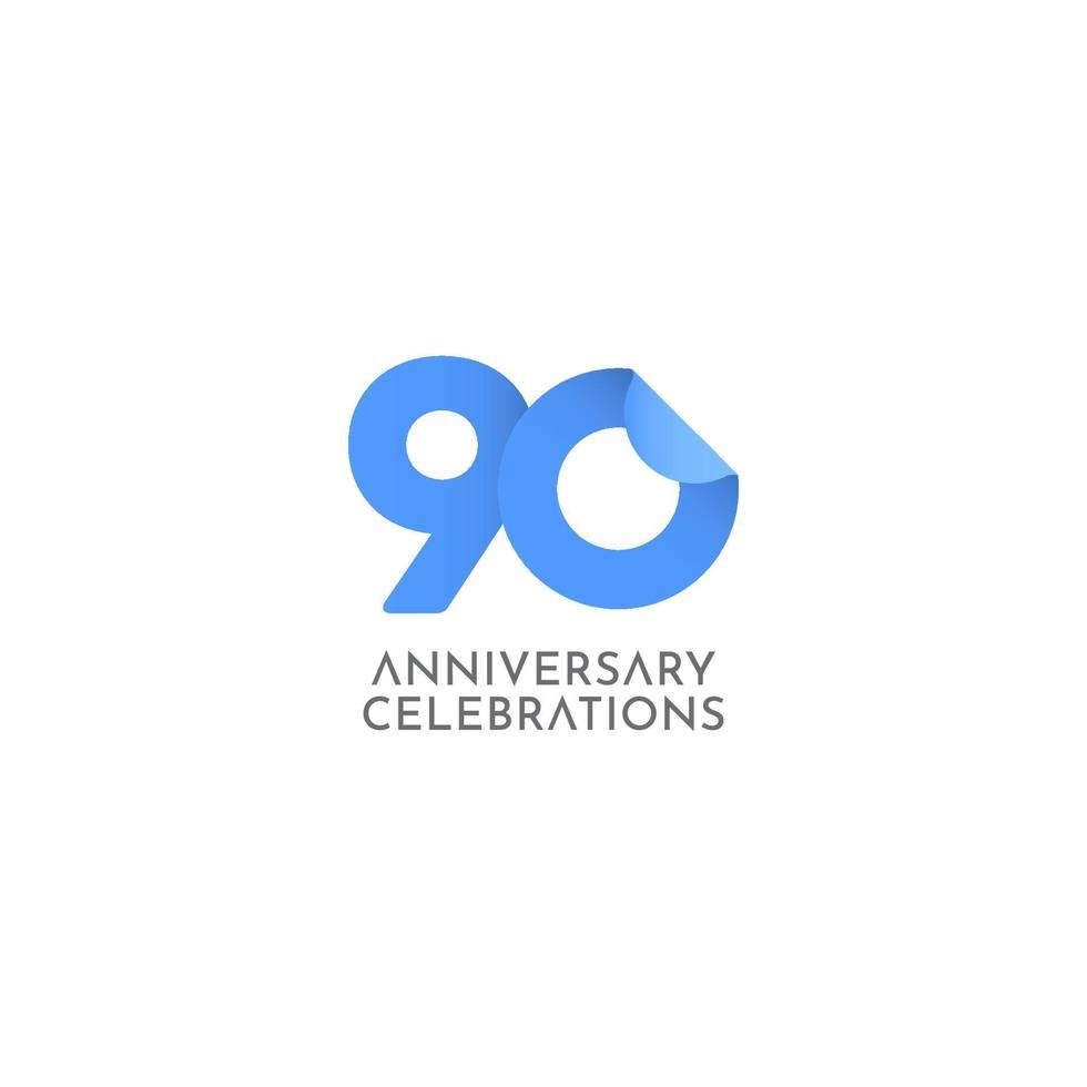 Ilustración de diseño de plantilla de icono de logotipo de vector de celebración de aniversario de 90 años