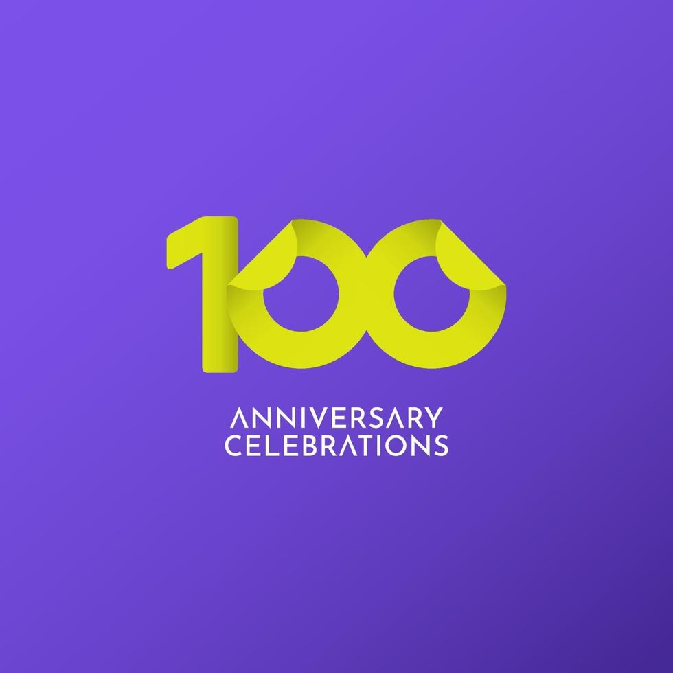 Ilustración de diseño de plantilla de icono de logotipo de vector de celebración de aniversario de 100 años