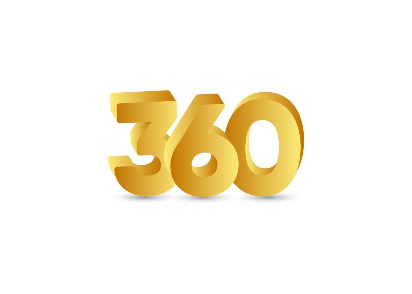 360 Text 3 D Number Gold Vector Template Design Illustration