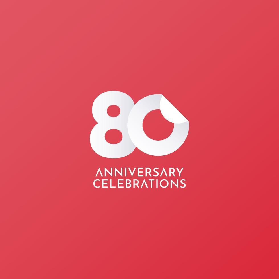 Ilustración de diseño de plantilla de icono de logotipo de vector de celebración de aniversario de 80 años