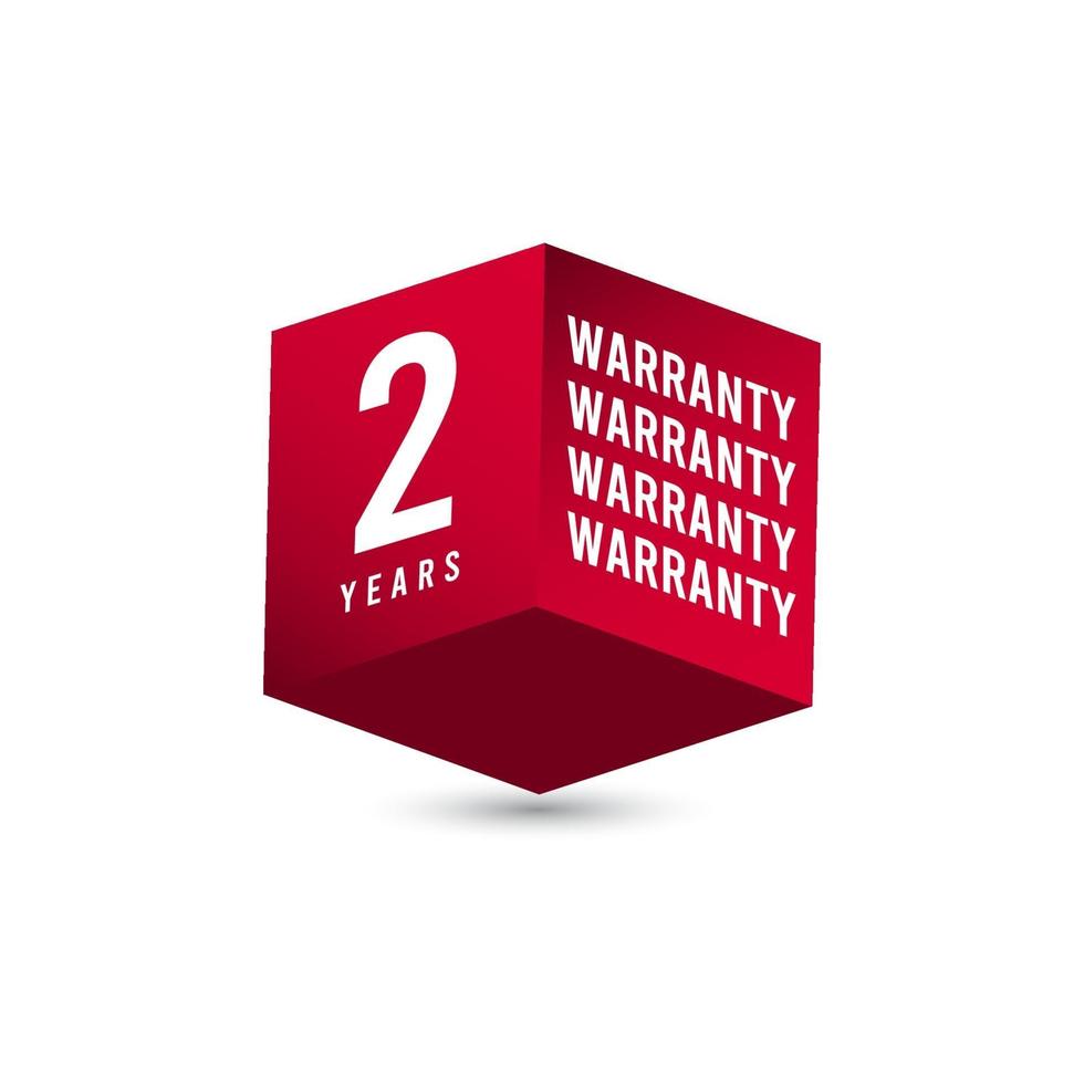 2 Years Warranty 3 D Box Vector Label Logo Template Design Illustration