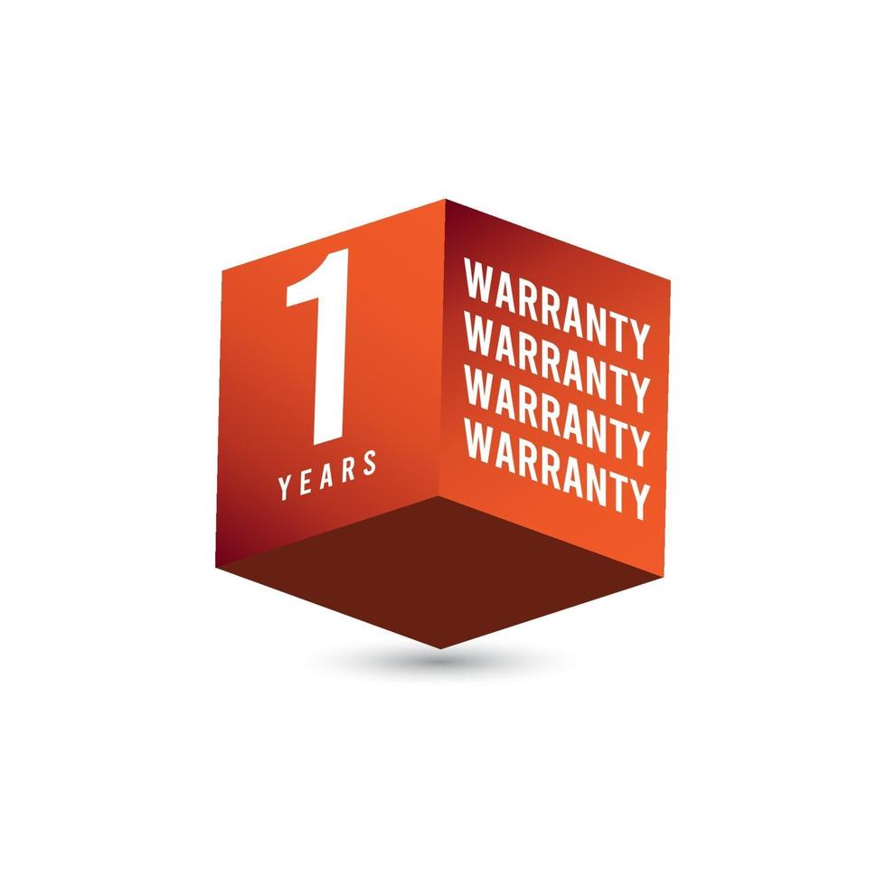 1 Years Warranty 3 D Box Vector Label Logo Template Design Illustration