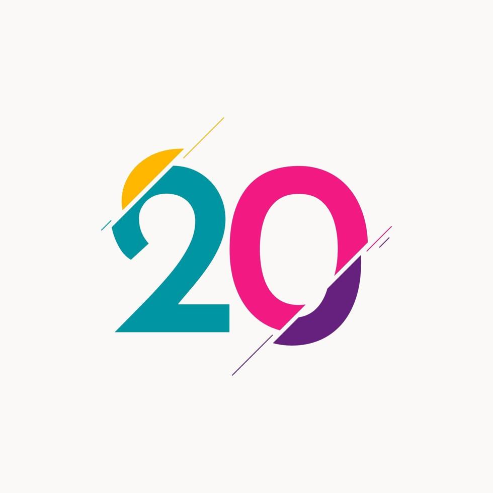 Ilustración de diseño de plantilla de icono de logotipo de vector de celebración de aniversario de 20 años